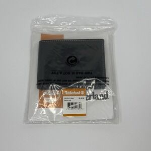 Timberland Men's Genuine Leather Passcase Security RFID Wallet Black Brand New